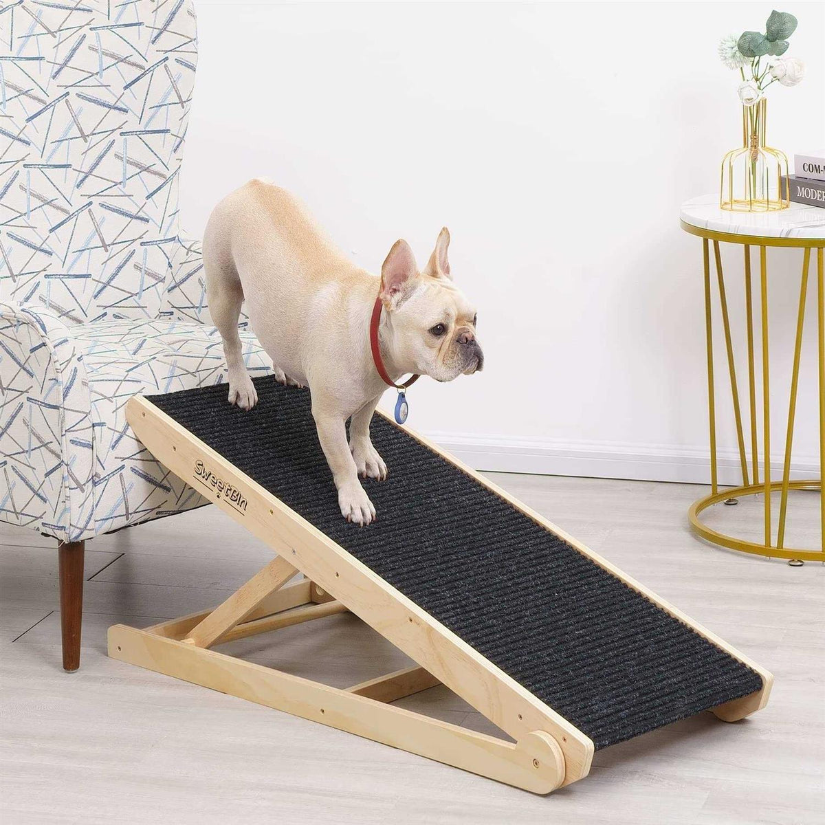 Wooden Adjustable Pet Ramp Non Slip Carpet C756