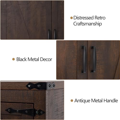 71" Tall Kitchen Pantry Storage Cabinet with 4 Barn Doors M649