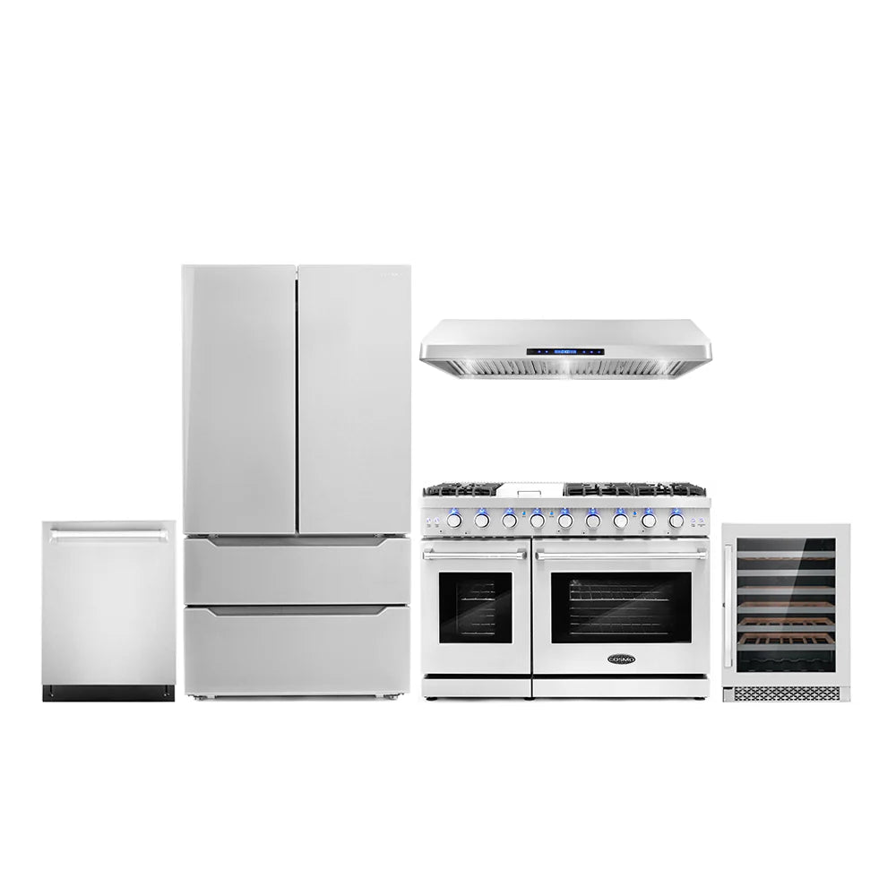 48 Gas Range, Under Cabinet Range Hood, Dishwasher, Refrigerator with Ice Maker and Wine Cooler K15692