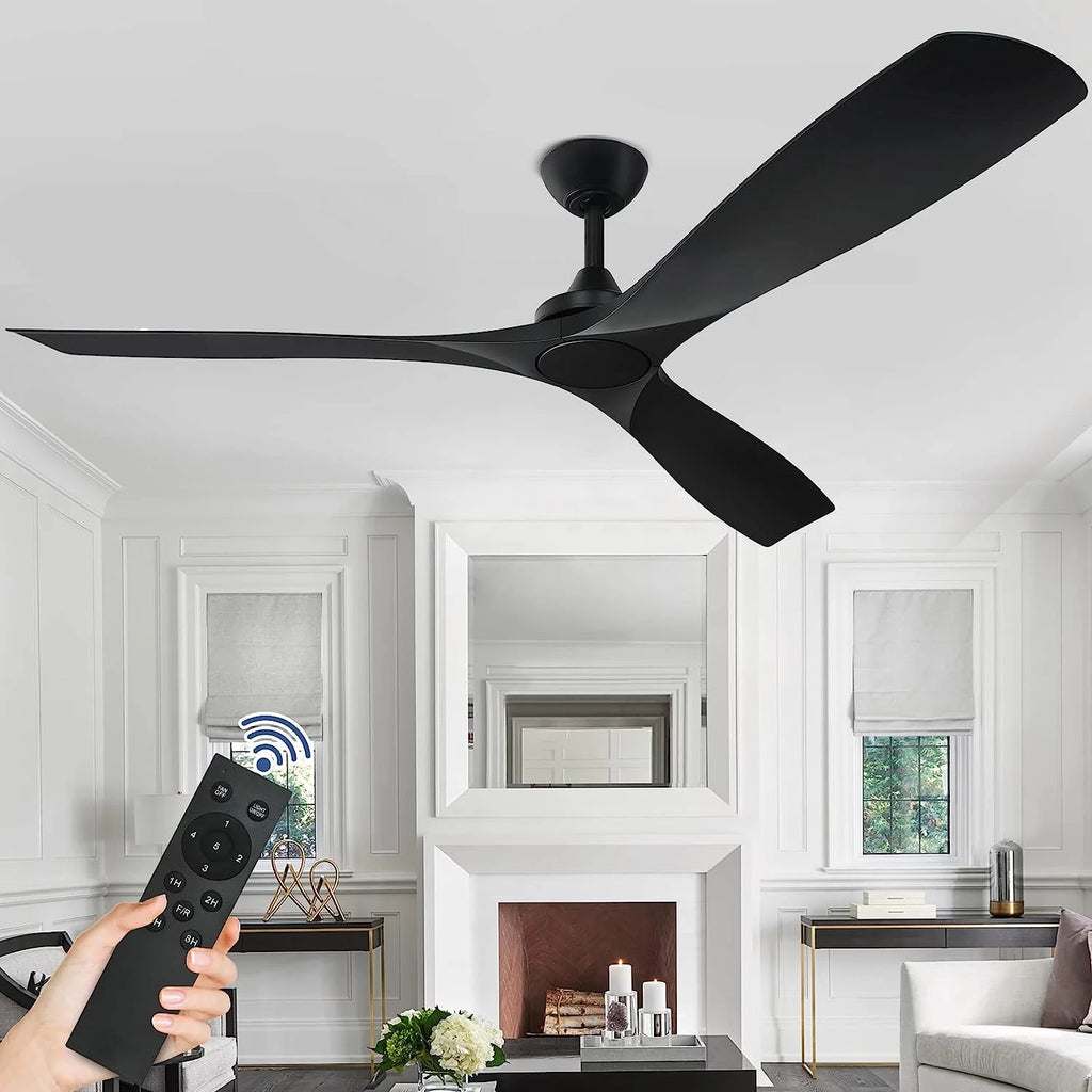 60" Modern 3-Blade Black Ceiling Fan with Remote Control N670427