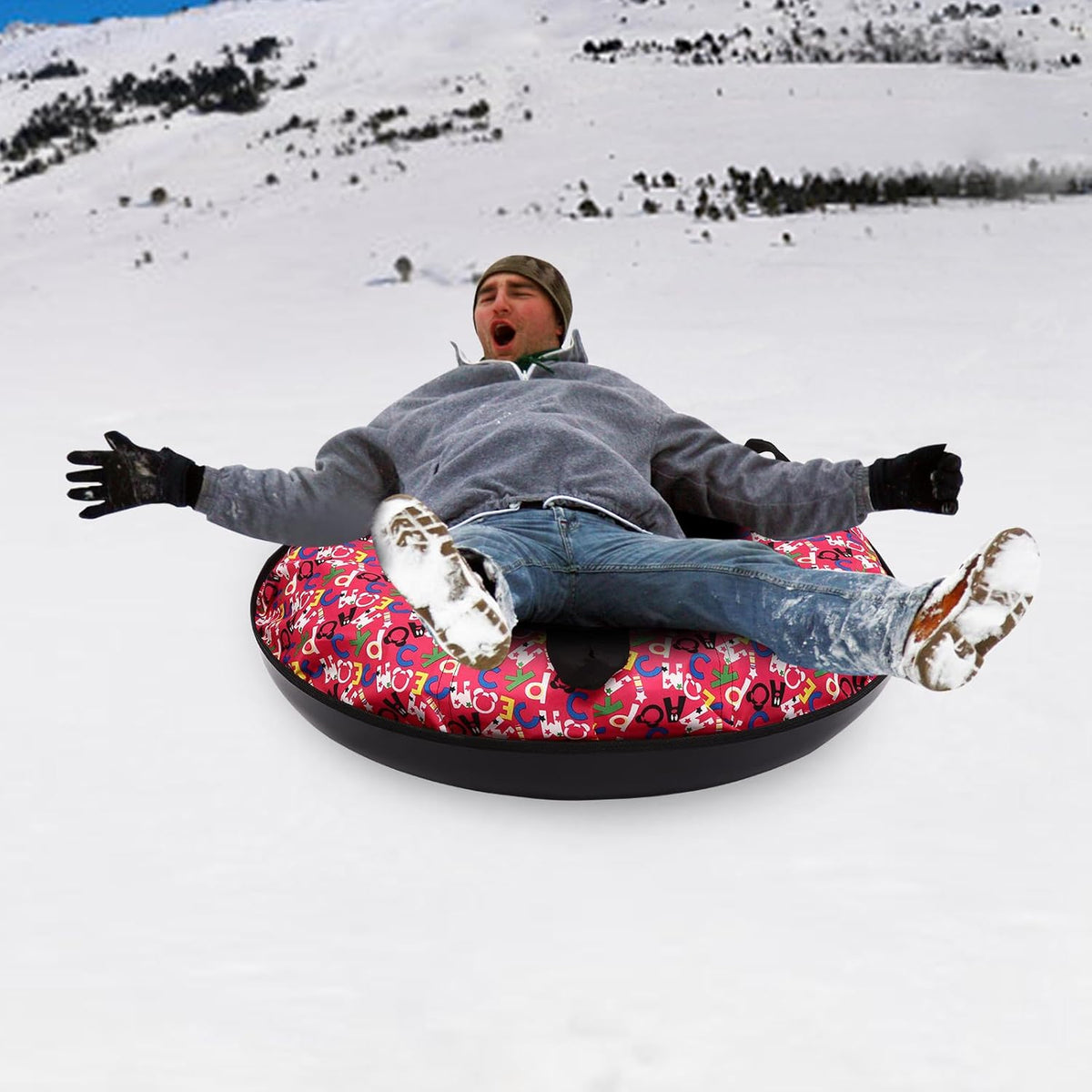 90cm Oxford Cloth Inflatable Snow Sled with Hard Plastic Bottom W7762