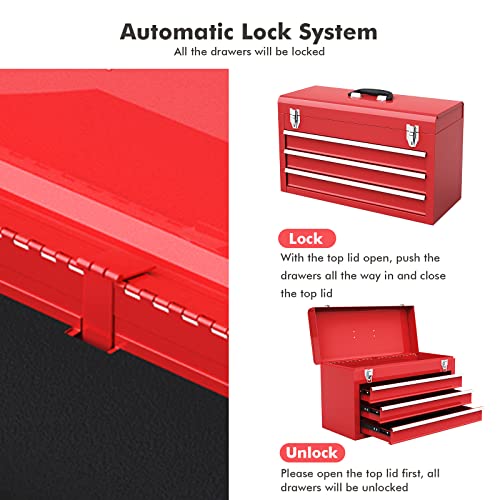 20" 3 Drawer Heavy Duty Steel Tool Box H58328