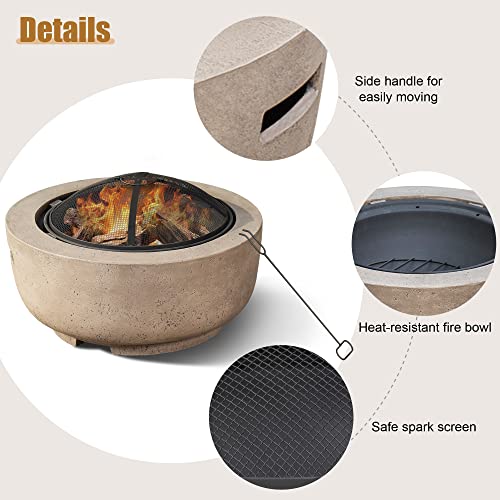 Brown Concrete Round Outdoor Fire Pit X9568