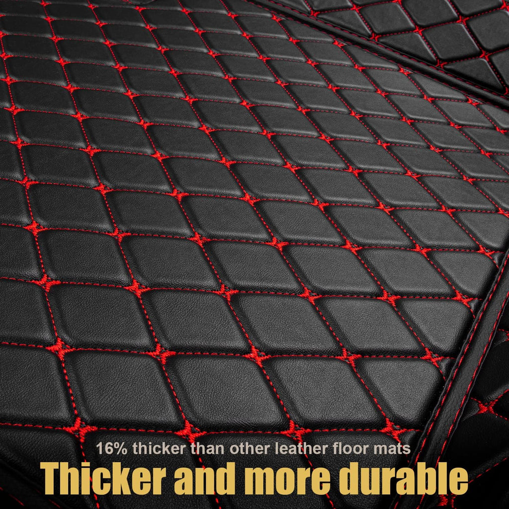 Leather Car Floor Mats 1st & 2nd Row Black N358