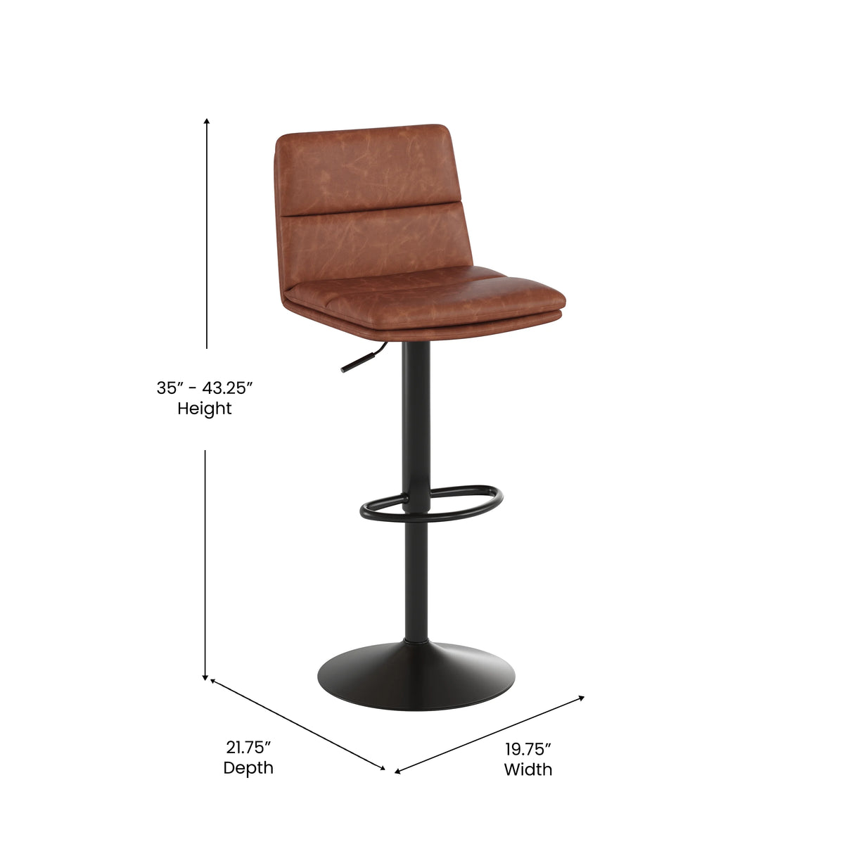 Set of Two Faux Leather Swivel Stools with Foam Padding and Matte Black Steel Base S58311