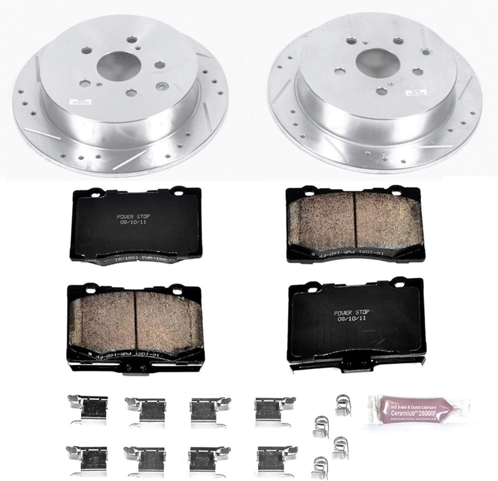 Rear Z23 Carbon Fiber Brake Pads with Drilled & Slotted Brake Rotors Kit K3763
