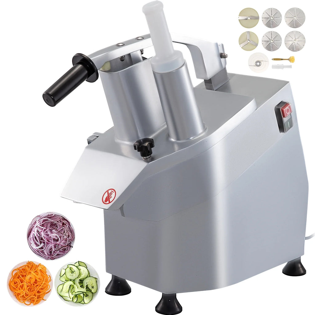 110V Commercial Food Processor, 550W Electric Vegetable Slicer, Stainless Steel Detachable 6-blades Y30646