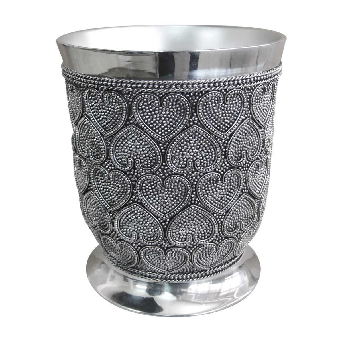 Beaded Heart Resin Decorative Trash Can B585