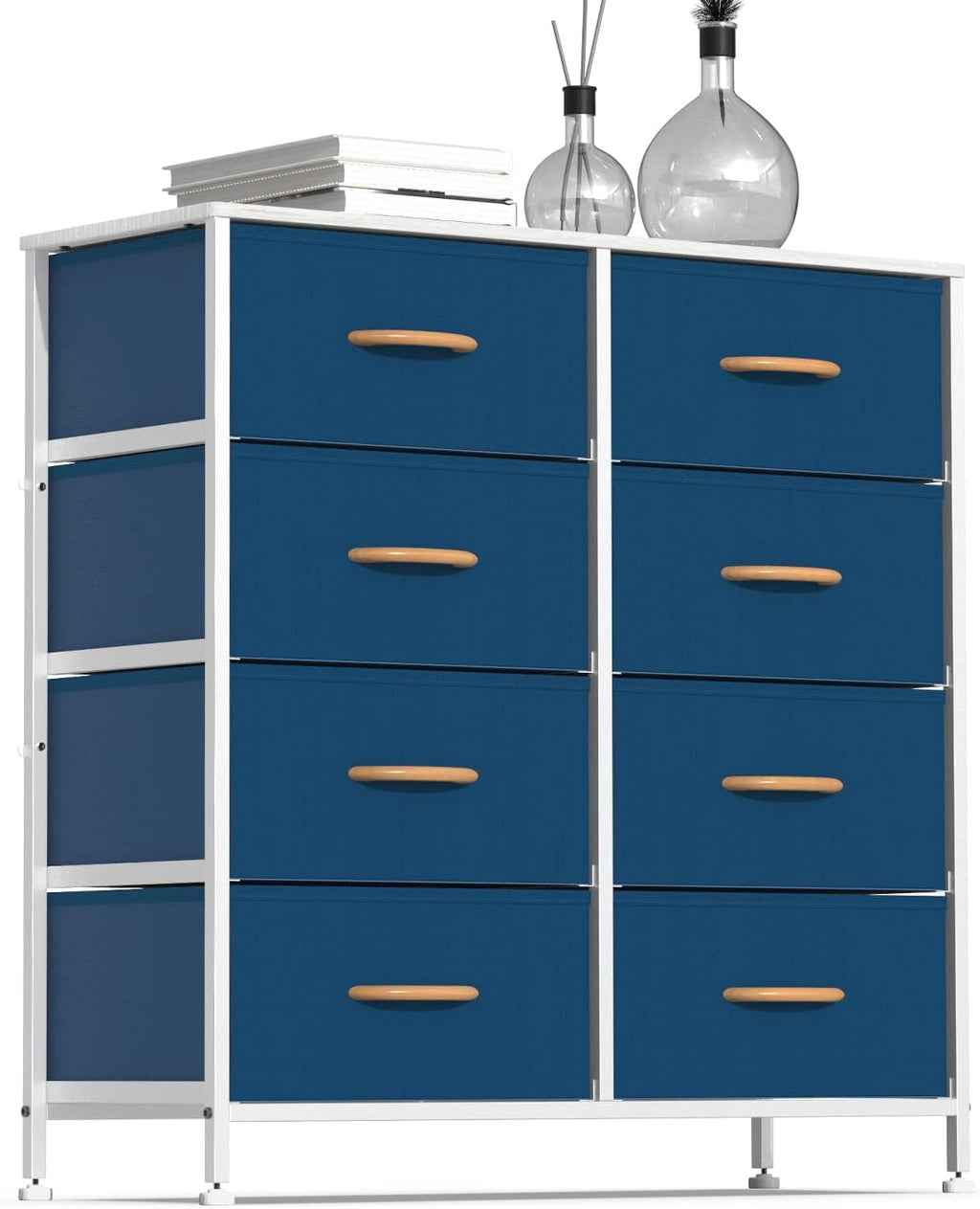 8 Drawer Vertical Dresser with Steel Frame and Fabric Bins K125