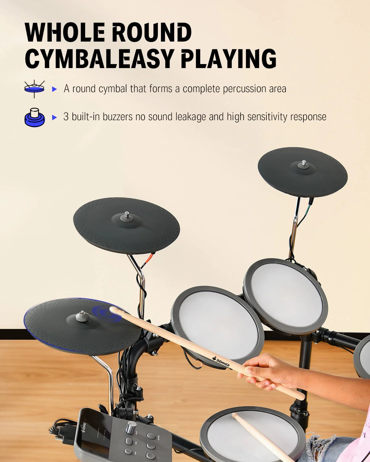 Electric Drum Set with Mesh Pad A65383