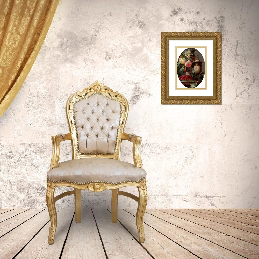 Gold Ornate Wood Frame Double Matted Art Print U183998