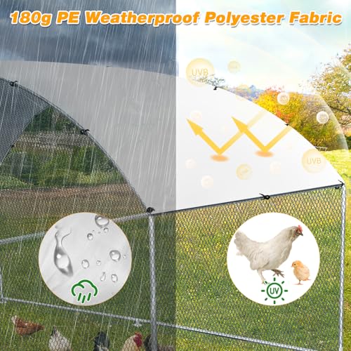 13×10FT Walk-in Galvanized Metal Chicken Coop with Waterproof Anti-UV Cover H358406
