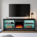 Black Fireplace TV Stand with LED Lights I902
