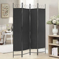 4 Panel 6 ft Black Steel Room Divider R619925