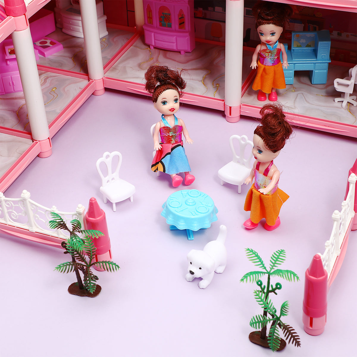 3 Stories 9 Rooms Doll House with Furniture Accessories B402