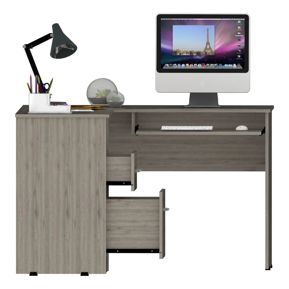 L-Shaped Desk with Keyboard Shelf Light Gray W1849