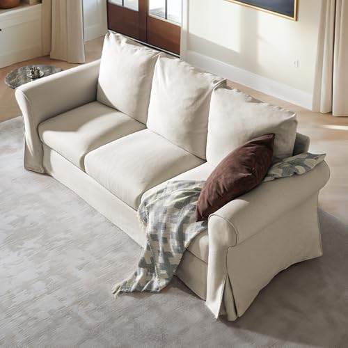 89" White Slip Covered Sofa with Extra Deep Seat J8793