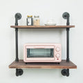 Black Industrial Retro Wall Mount Iron Pipe Microwave Oven Shelf Stand G647
