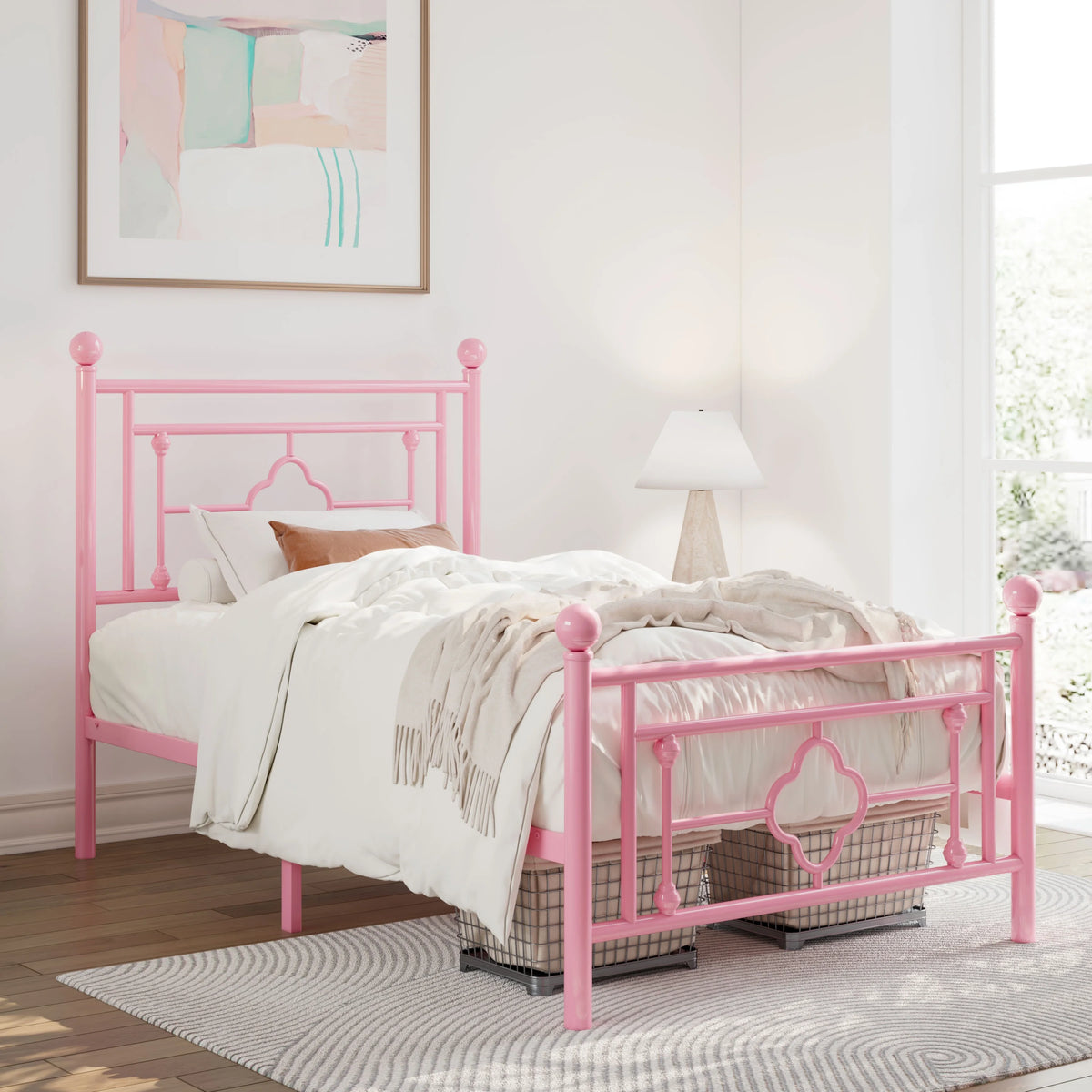 Queen Size Black Metal Platform Bed Frame with Headboard and Footboard S253033