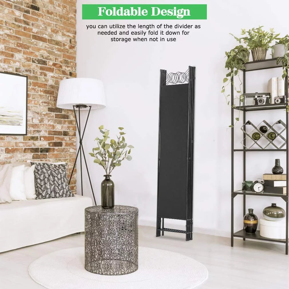 4 Panel 6 ft Black Steel Room Divider R619925
