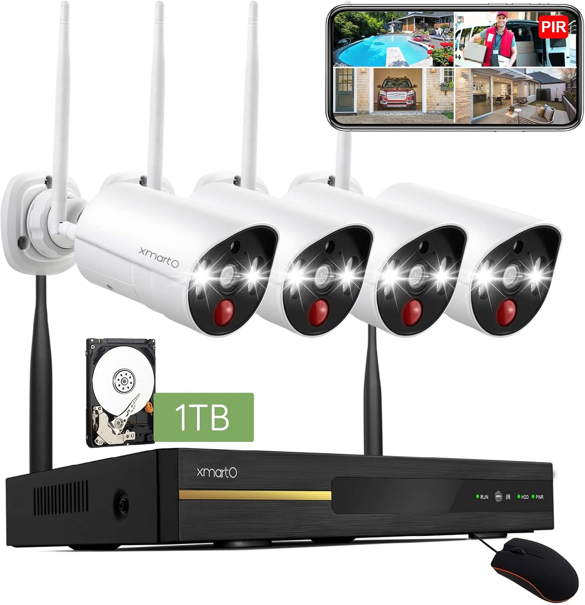 2K HD Wireless Security Camera System with 1TB HDD V710739