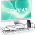 20-inch Clear Acrylic Monitor Stand Riser with Keyboard Storage and Phone Holder Q442802
