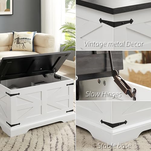 Farmhouse Lift Top Coffee Table, 31.5" Square Wood Center Table with Hidden Storage Compartment J2106