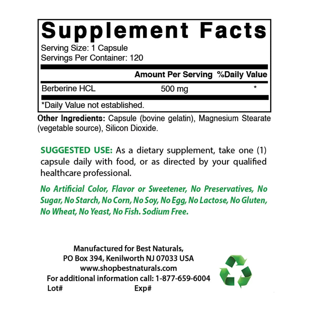 Berberine 500mg 120 Capsules 3 Pack X9926