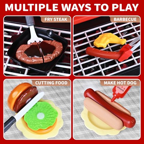 Kids BBQ Grill Playset with Smoke Sound Light E766421