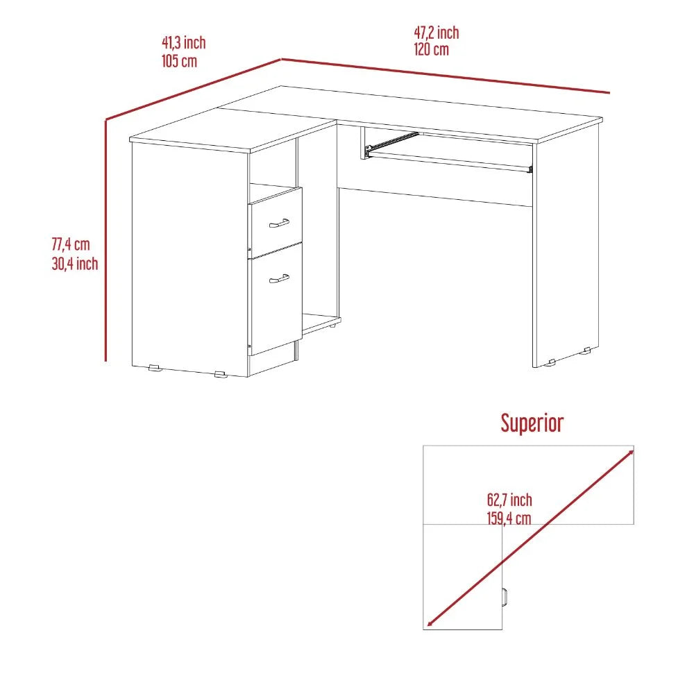 L-Shaped Desk with Keyboard Shelf Light Gray W1849