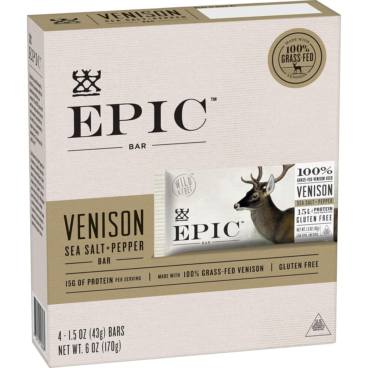 Venison Sea Salt & Pepper Bars, 4ct Box 1.5oz Bars L195817