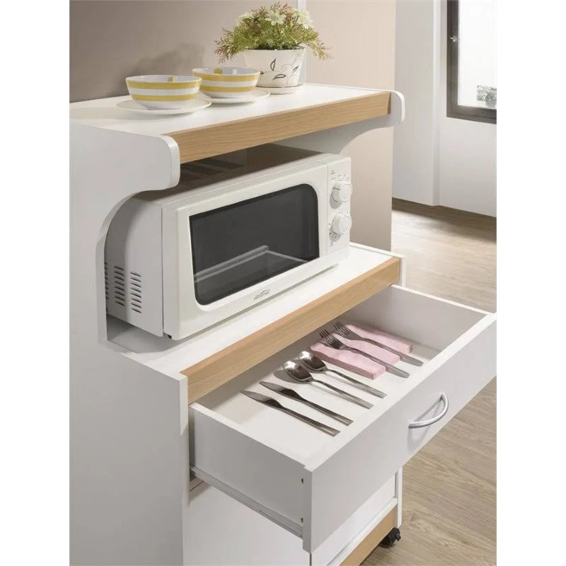 White Microwave Kitchen Cart Q6222