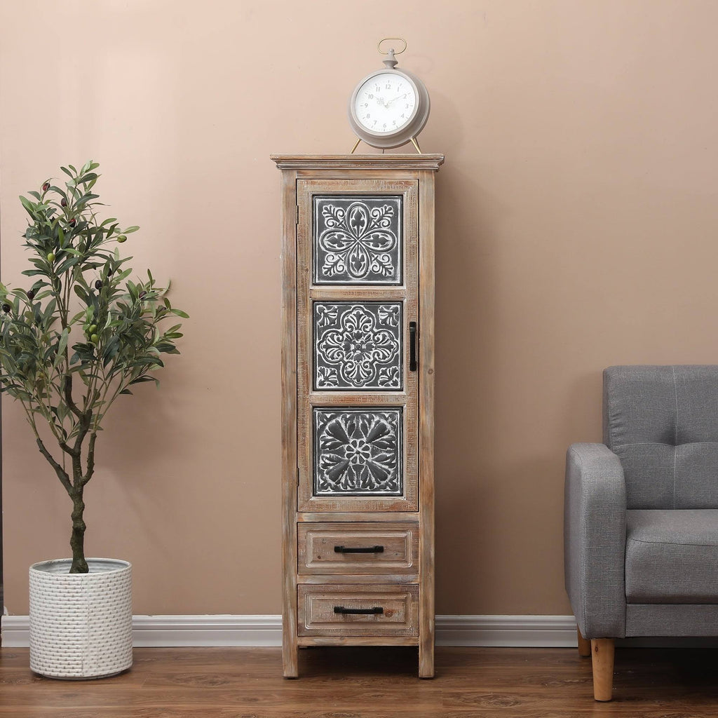 Metal and Wood Tall Tower Cabinet C291687