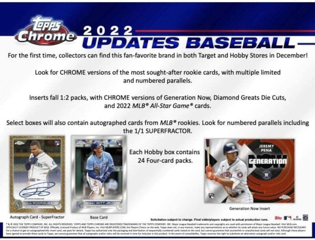 2022 Topps Chrome Update Series Baseball Hobby Box E122