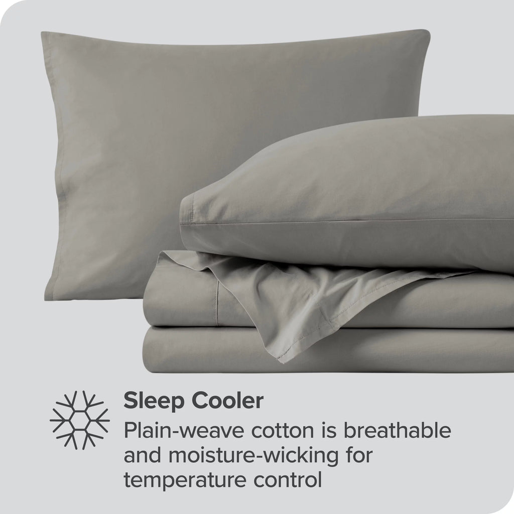 Organic Cotton Percale Sheet Set King Light Gray M844606