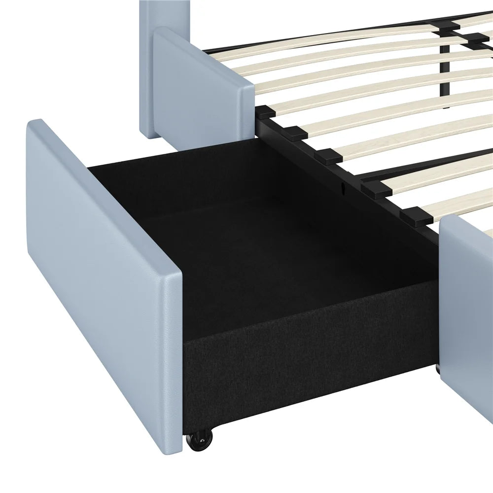 Upholstered Queen Bed with 3 Storage Drawers and USB Ports T52474