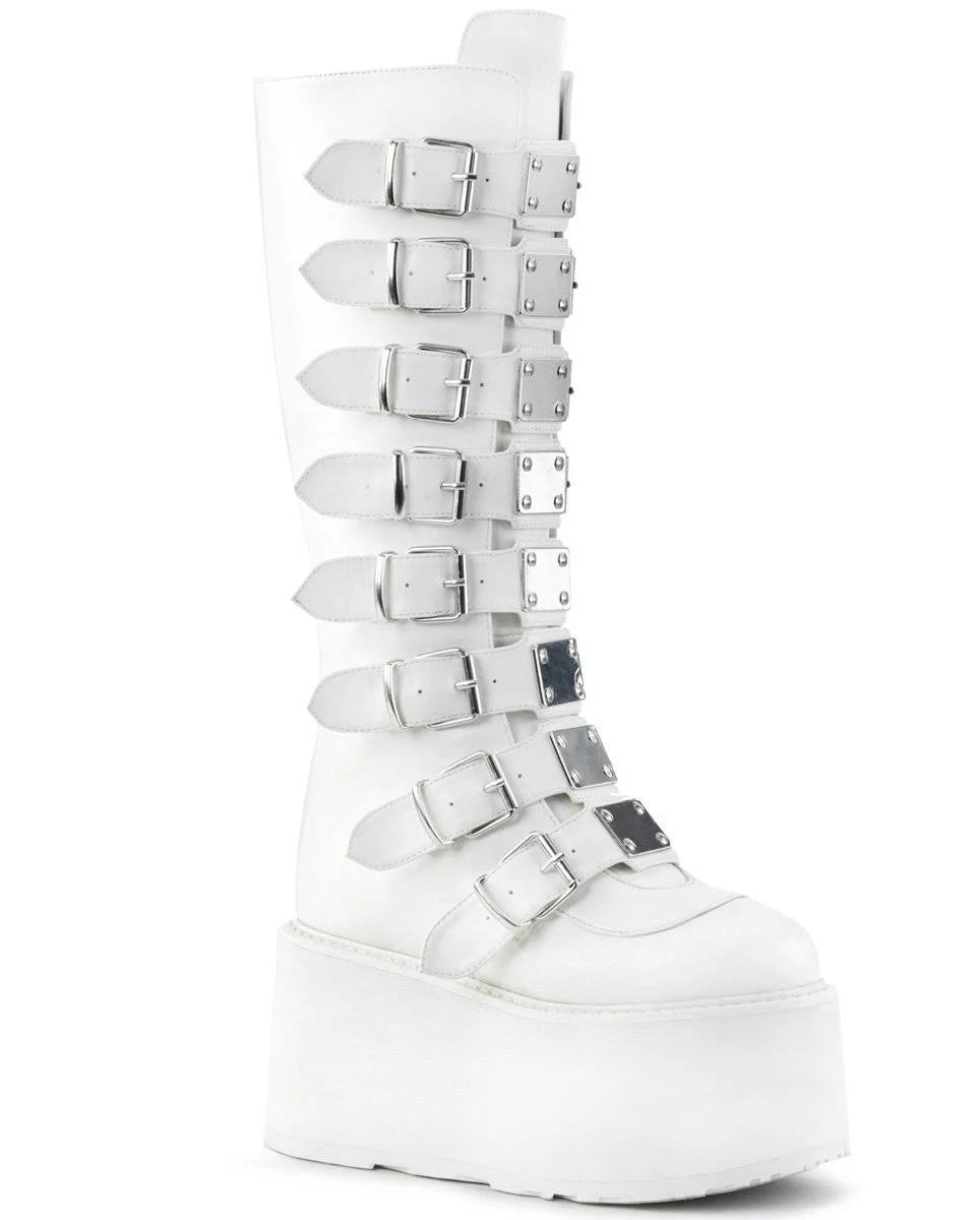White Vegan Leather Boots F7531