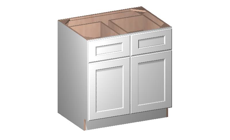 White 2 Doors 2 Drawers 1 Shelf Base Cabinet U49275