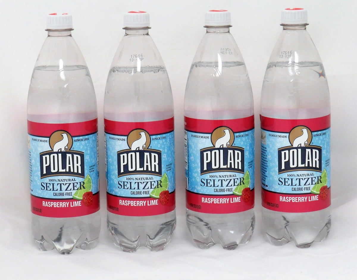 Raspberry Lime Seltzer 1 Liter (33.8 Fl Oz) Bottles (4 Bottles) F7951