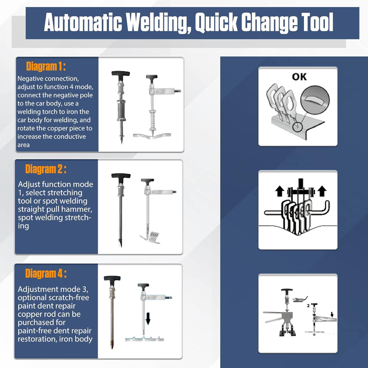 110V 1600W 7 Modes Stud Welder Dent Repair Kit G897