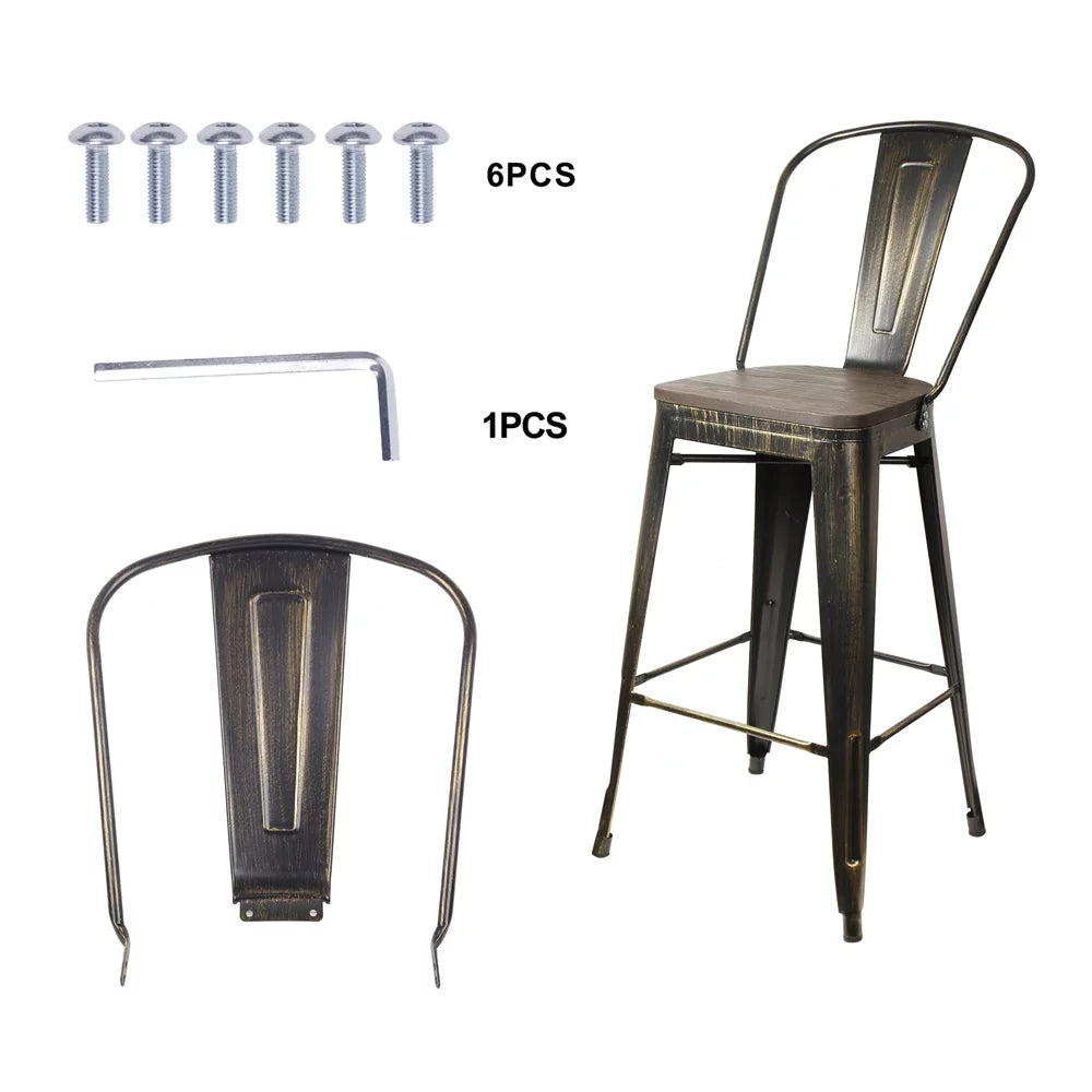 Antique Black High Back Bar Stools Set of 4 V81331