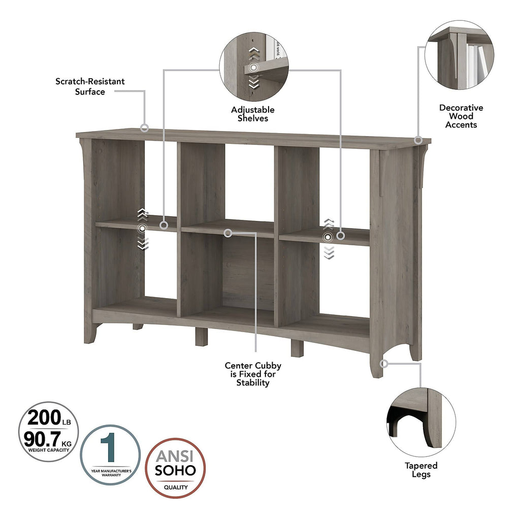 6 Cube Organizer, Pure White and Shiplap Gray A8563