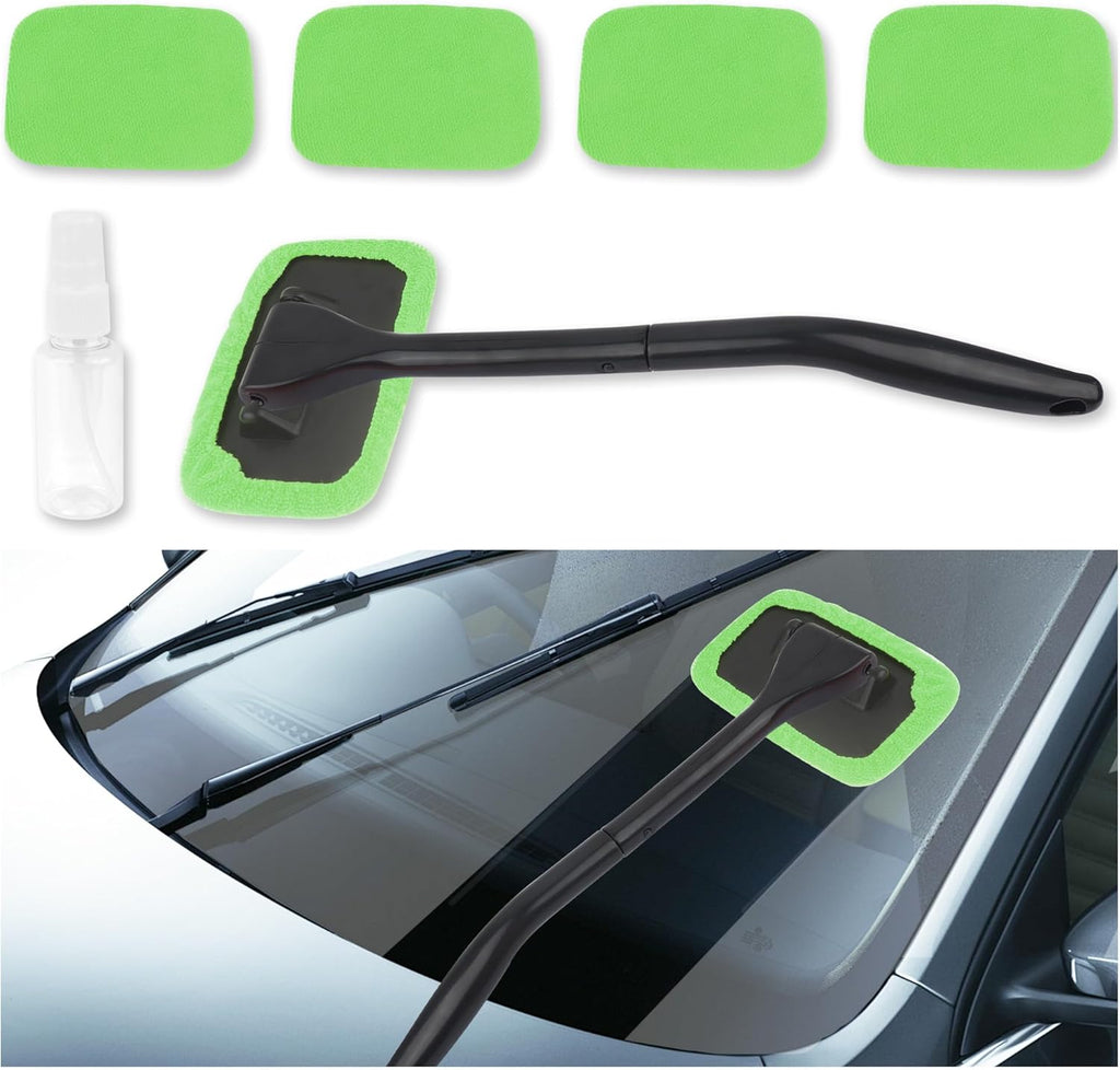 Microfiber Car Window Cleaner Tool Kit with 4PCS Reusable Cloth Cover Y7559