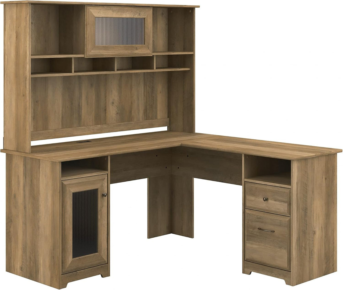 White L Shaped Computer Desk with Hutch P11122