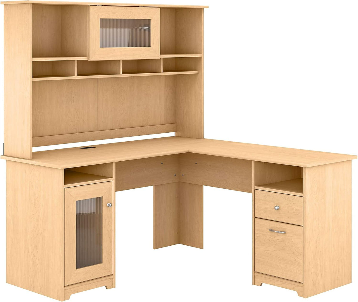 White L Shaped Computer Desk with Hutch P11122