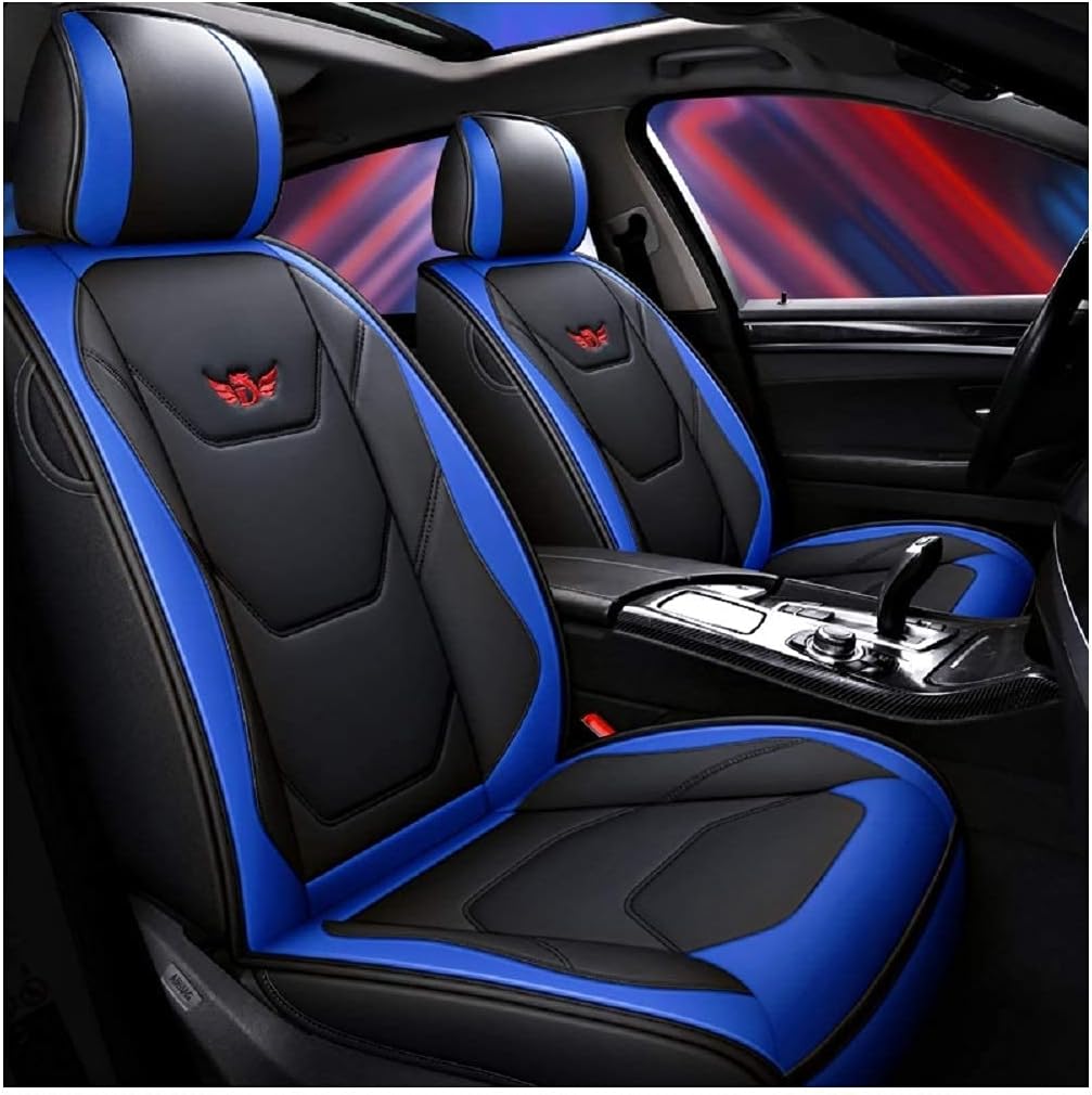 Sports Red PU Leather Car Seat Covers 5 Seats Full Set Y746