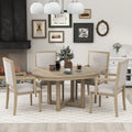 5-Piece Extendable Wood Dining Table Set with 4 Upholstered Chairs T318090