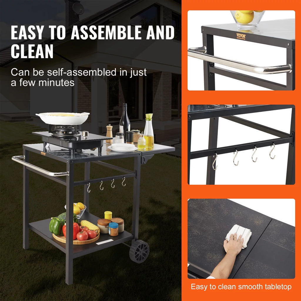 Foldable 2 Tier Outdoor Grill Cart B5996