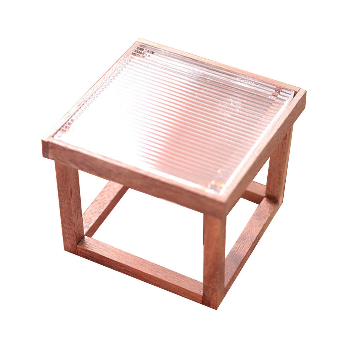 Mini Table Acrylic Black Walnut Wood for Doll House U173946