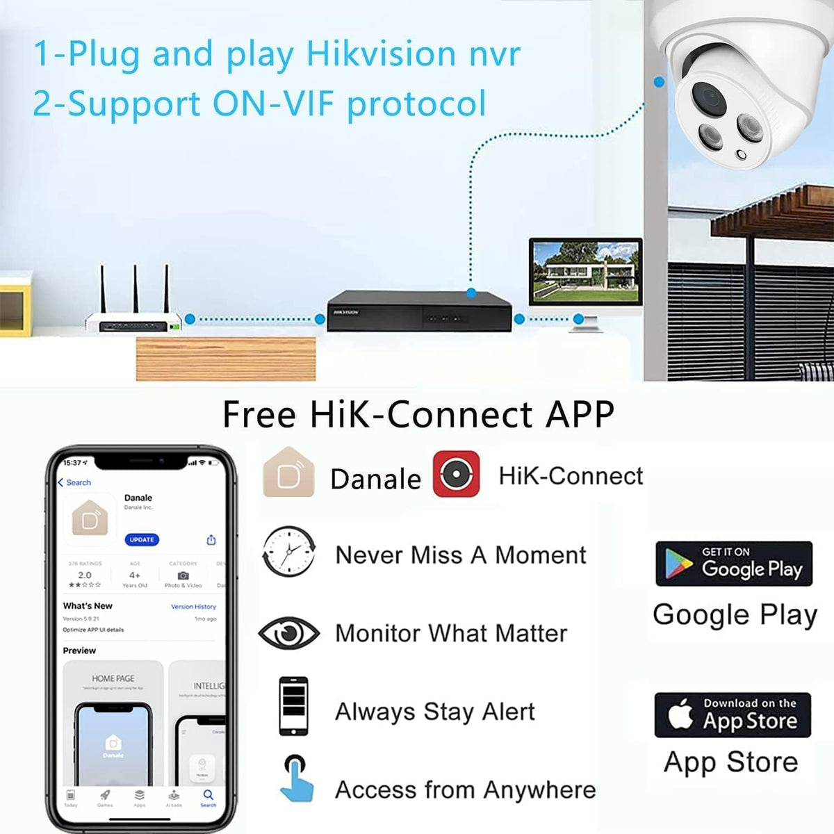 4K UltraHD 8MP Outdoor Security PoE IP Turret Camera with Microphone, 2.8mm Wide Angle, 98ft Night Vision, H.265, IP67 Waterproof O930555